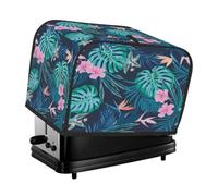 Housse pour grille-pain à 4 tranches - Feuilles tropicales - Fleurs roses - Petit appareil - Cadeau de cuisine