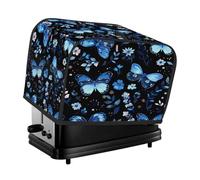 Housse pour grille-pain à 4 tranches - Jolis papillons bleus et fleurs - Pour petit appareil électroménager - Cadeau de cuisine