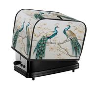 Housse pour grille-pain à 4 tranches - Vert - Branche de paon - Fleurs - Petit appareil électroménager - Cadeau de cuisine