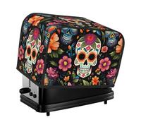 Housse pour grille-pain Day of the Dead 2 tranches, motif tête de mort en sucre, fleur, grille-pain confortable avec poche résistante aux taches et à la poussière pour petits appareils de cuisine