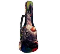 Housse pour guitare acoustique colorée avec bandoulière réglable et crochet arrière, convient pour guitares électriques, basses, guitares classiques, ukulélé, Rhino mosaïque colorée, 42.9x16.9x4.7 in,
