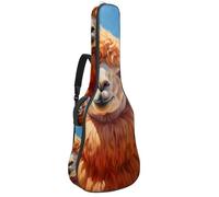 Housse pour guitare acoustique, magnifique étui pour guitares de 101,6 cm, 101,6 cm, sac de transport étanche avec couche protectrice et plusieurs poches, alpaga mignon, multicolore, 42.9x16.9x4.7 in,