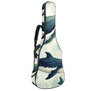 Housse pour guitare basse avec baleine peinte à la main - Sac pour guitare électrique de 101,6 à 104,1 cm - Imperméable - Oxford - Pour guitare électrique acoustique classique, ukulélé, Baleine peinte