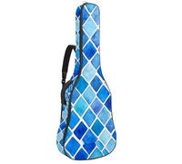 Housse pour guitare basse avec mosaïque bleue aquarelle géométrique, housse pour guitare électrique de 101,6 à 104,1 cm, housse imperméable Oxford pour guitare électrique acoustique classique,