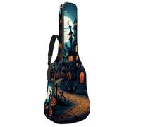 Housse pour guitare basse avec motif château d'Halloween 85, housse pour guitare électrique de 101,6 à 104,1 cm, housse imperméable Oxford pour guitare électrique acoustique classique, ukulélé, Motif