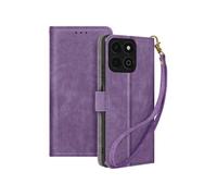 Housse pour Honor 200 Smart Effet Brossé Portefeuille et Support Violet