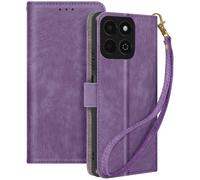 Housse pour Honor 200 Smart Effet Brossé Portefeuille et Support Violet