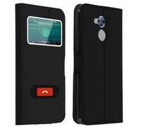 Housse pour Honor 6A Étui Double Fenêtre Coque Silicone Gel Noir
