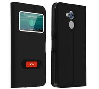 Housse pour Honor 6A Étui Double Fenêtre Coque Silicone Gel Noir