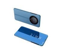 Housse pour Honor Magic 6 Lite 5G - etui coque portefeuille clear view miroir + film ecran - BLEU -