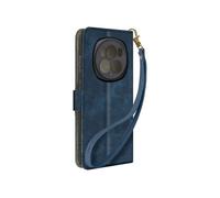 Housse pour Honor Magic 6 Pro Effet Brossé Portefeuille et Support Bleu nuit
