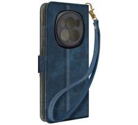Housse pour Honor Magic 6 Pro Effet Brossé Portefeuille et Support Bleu nuit