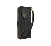 Housse pour Honor Magic 6 Pro Effet Brossé Portefeuille et Support Noir