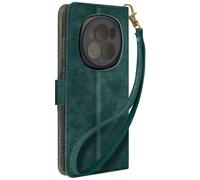 Housse Pour Honor Magic 6 Pro Effet Brossé Portefeuille Et Support Vert Foncé