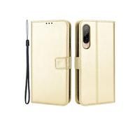 Housse pour HTC Desire 22 Pro 5G - etui coque pochette portefeuille + film ecran - OR -