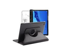 ebestStar - Coque pour Huawei MediaPad M5 Lite 10.1, Etui Rotatif 360, Housse Protection PU Cuir, Noir + Verre Trempé