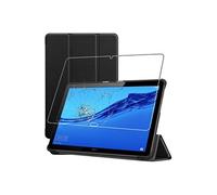 ebestStar - Coque pour Huawei MediaPad T5 10.1, Etui Slim Cover, Housse PU Cuir Rabat Magnétique, Noir + Verre Trempé