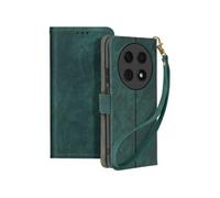 Housse pour Huawei Nova 12i Effet Brossé Portefeuille et Support Vert foncé