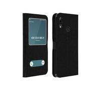 Housse pour Huawei P Smart 2019/pour Honor 10 Lite Etui Double Fenêtre Coque Silicone Noir