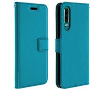 Housse pour Huawei P30 Étui Folio Portefeuille Fonction Support Vidéo Bleu