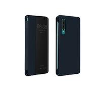 Housse pour Huawei P30 Etui Grande Fenêtre Translucide Coque Rigide Bleu nuit
