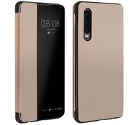 Housse pour Huawei P30 Étui Grande Fenêtre Translucide Coque Rigide Dorée