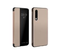 Housse pour Huawei P30 Etui Grande Fenêtre Translucide Coque Rigide Dorée