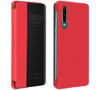 Housse pour Huawei P30 Étui Grande Fenêtre Translucide Coque Rigide Rouge