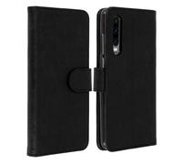 Housse pour Huawei P30 Étui Portefeuille Support Stand Noir