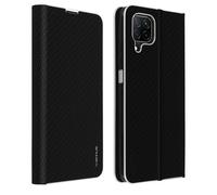 Housse pour Huawei P40 Lite Étui Intégral Portecarte Support Vidéo Effet Carbone Noir