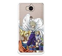 Housse pour Huawei Y6 2017 - Y5 2017 Officielle Dragon Ball Guerreros Saiyans pour protéger Votre Mobile. Coque Huawei en Silicone Souple avec Licence Officielle Dragon Ball