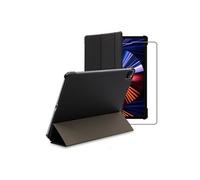 Housse pour iPad Pro 12.9 M1 2021, 2020 Smart Case Support Auto-veille , Noir + Film VERRE Trempé