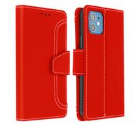 Housse pour iPhone 12 Mini Étui Folio Portefeuille Fonction Support Rouge