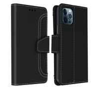Housse pour iPhone 12 Pro Max Étui Folio Portefeuille Fonction Support Noir