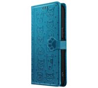 Housse pour iPhone 16e Design Chat et Chien Clapet Portefeuille Bleu