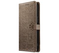 Housse pour iPhone 16e Design Chat et Chien Clapet Portefeuille Gris