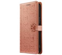 Housse pour iPhone 16e Design Chat et Chien Clapet Portefeuille Rose champagne
