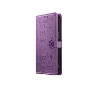 Housse pour iPhone 16e Design Chat et Chien Clapet Portefeuille Violet