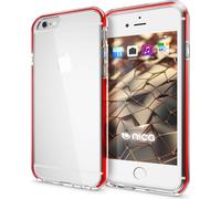 housse pour iPhone 6 6S Housse pour téléphone portable par NALIA, étui en silicone transparent avec bumper rouge