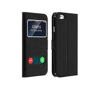 Housse pour iPhone 6/pour iPhone 6S Etui Clapet 2x Fenêtre Coque Silicone Gel Noir