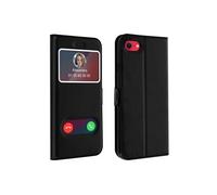 Housse pour iPhone SE 2022 / 2020 et 8 / 7 Etui Double Fenêtre Coque Silicone Noir