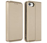 Housse pour iPhone SE 2022 / 2020 et 8 / 7 Folio Portefeuille Fonction Support Dorée