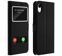 Housse pour iPhone XR Étui Double Fenêtre Coque Silicone Noir