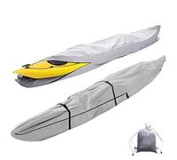 Housse pour Kayak 3m-5.5m Housse pour Canoe Kayak étanche Poussière UV Contre Housse de Protection pour Kayak Couverture Kayak Housse Canoë Housses pour Bateaux(Gray,5 m/16ft)
