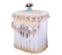Housse pour lave-linge Housse de machine à laver en dentelle romantique, broderie florale for sèche-linge, décoration d'intérieur, protection for(Beige)