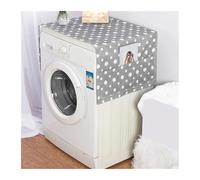 Housse pour lave-linge Housse de protection for Machine à laver, 2 pièces, motif géométrique, en lin, tissu anti-poussière, four à micro-ondes, réfrigérateur Pour lave-linge(Gray,S 35X100cm)