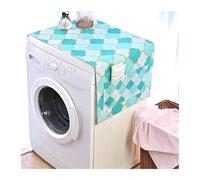 Housse pour lave-linge Housse de protection for Machine à laver, 2 pièces, motif géométrique, en lin, tissu anti-poussière, four à micro-ondes, réfrigérateur Pour lave-linge(Blue,M 45X130cm)