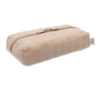 Jollein Étui à lingettes humides Biscuit - Rangement pour lingettes humides - Gaze avec impression intérieure - Avec fermeture éclair - Boîte à lingettes humides - Compact et élégant - Beige