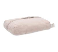 Jollein Étui à lingettes humides Wild Rose - Rangement pour lingettes humides - Gaze avec impression intérieure - Avec fermeture éclair - Boîte à lingettes humides - Compact et élégant - Vieux rose
