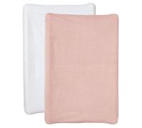 BABYCALIN - Housse matelas à langer x2 Blanc/Rose - Housse matelas à langer 50x70 cm en éponge absorbante - Housse élastique en coton Oeko-Tex - Lavable en machine